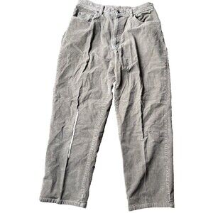 LL Bean Corduroy Pants Taupe Straight Leg Classic Women's 14 Petite